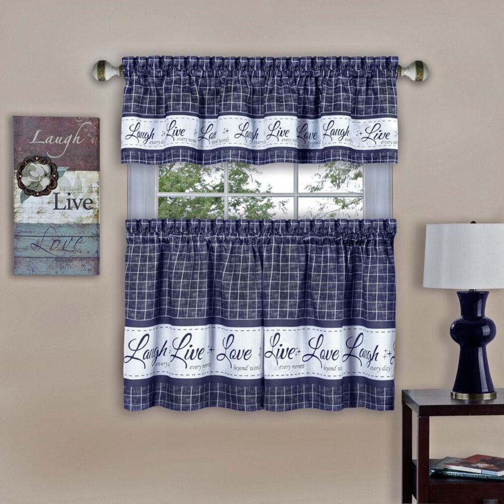Traditonal Elegance Live, Love, Laugh Window Curtain Tier Pair and Valance Set -
